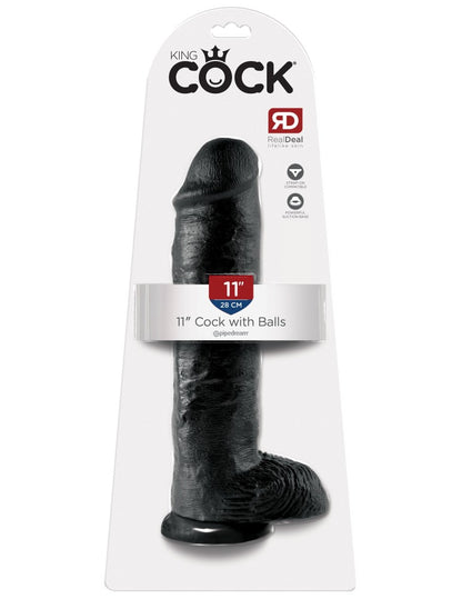 PIPEDREAM - KING COCK - 11" COCK WITH BALLS BLACK