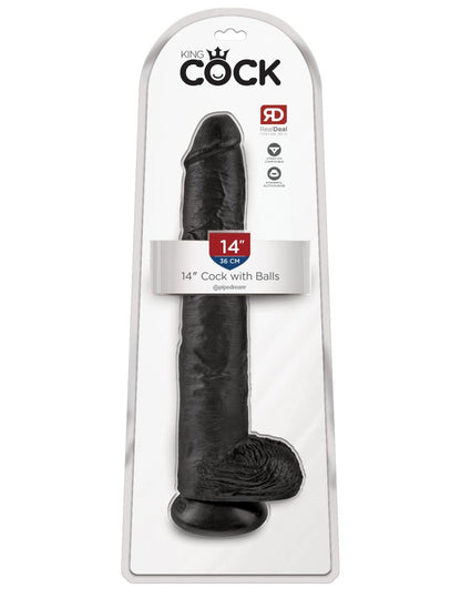 PIPEDREAM - KING COCK - 14" COCK WITH BALLS  BLACK