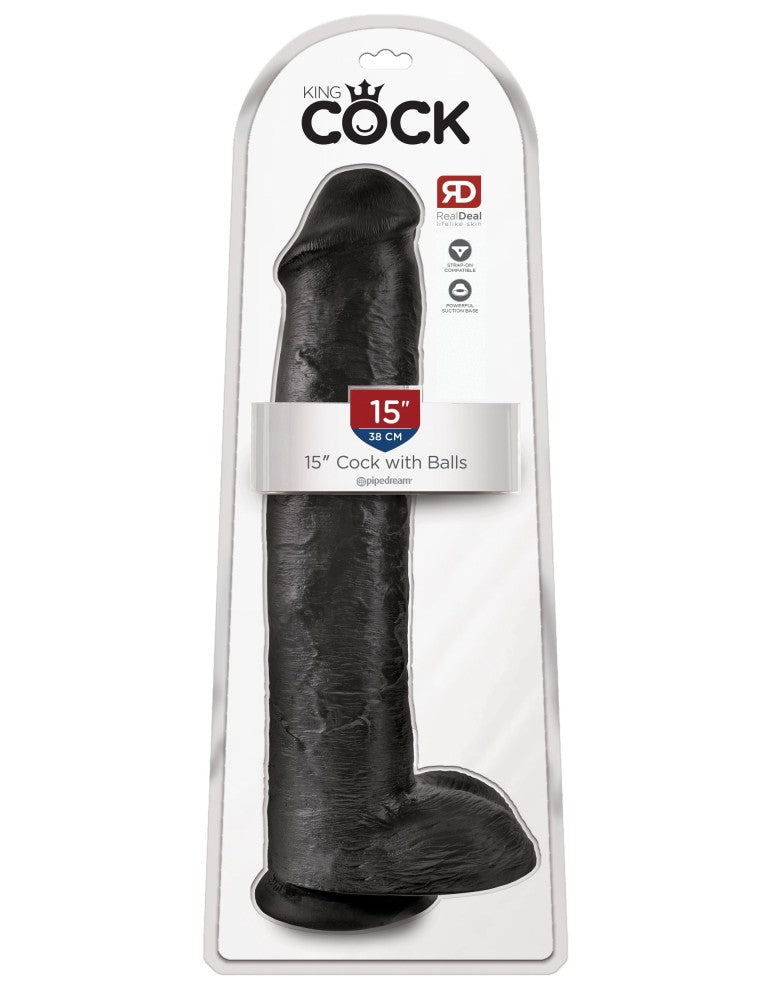 PIPEDREAM - KING COCK - 15" COCK WITH BALLS  BLACK