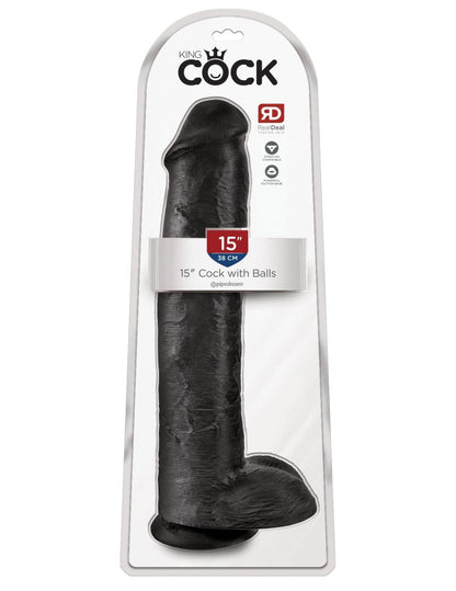 PIPEDREAM - KING COCK - 15" COCK WITH BALLS  BLACK