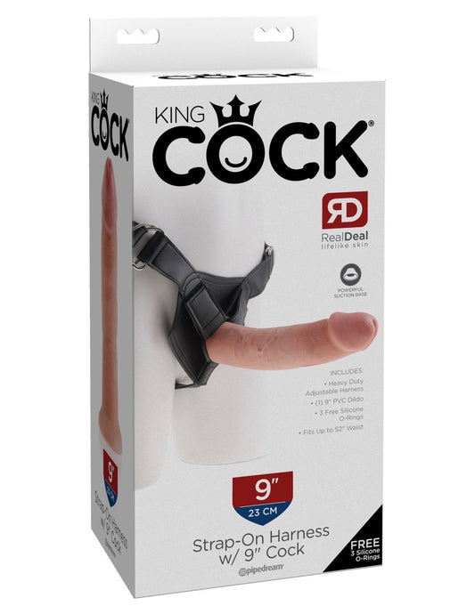 PIPEDREAM - KING COCK - STRAP ON HARNESS WITH 9" COCK  LIGHT