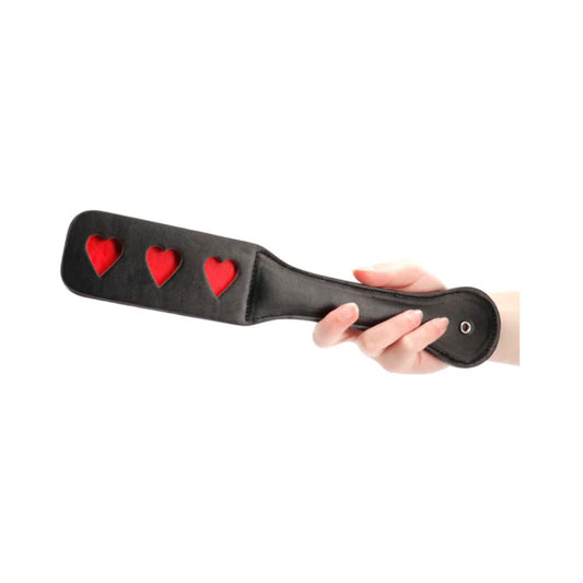 OUCH! HEART PATTERN PADDLE BLACK