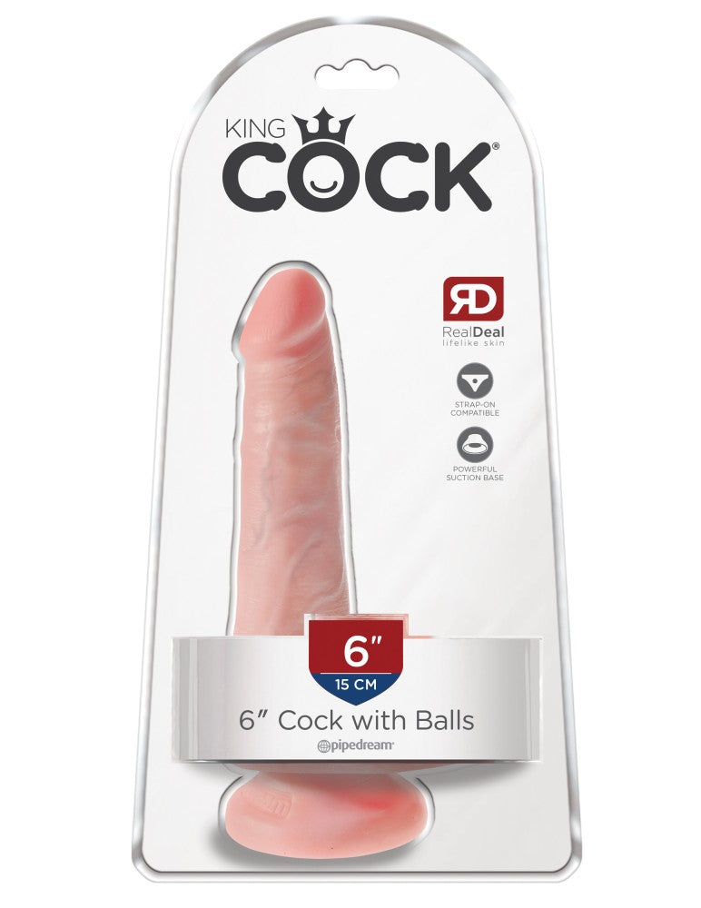 PIPEDREAM - KING COCK - 6" COCK WITH BALLS  LIGHT