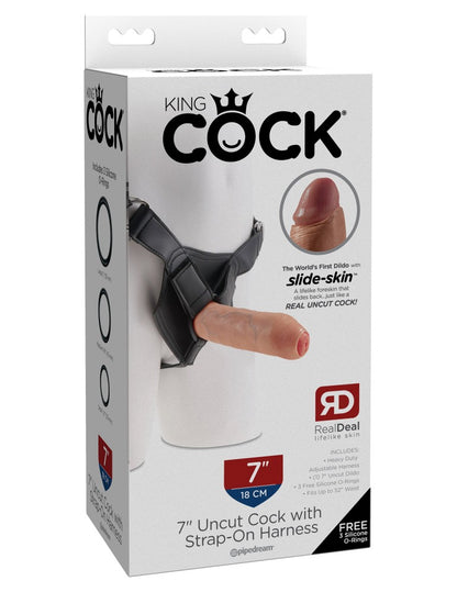 PIPEDREAM - KING COCK - 7" UNCUT WITH STRAP ON HARNESS  LIGHT