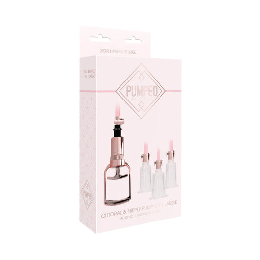PUMPED 4-PIECE CLITORAL & NIPPLE PUMP KIT ROSE GOLD LARGE