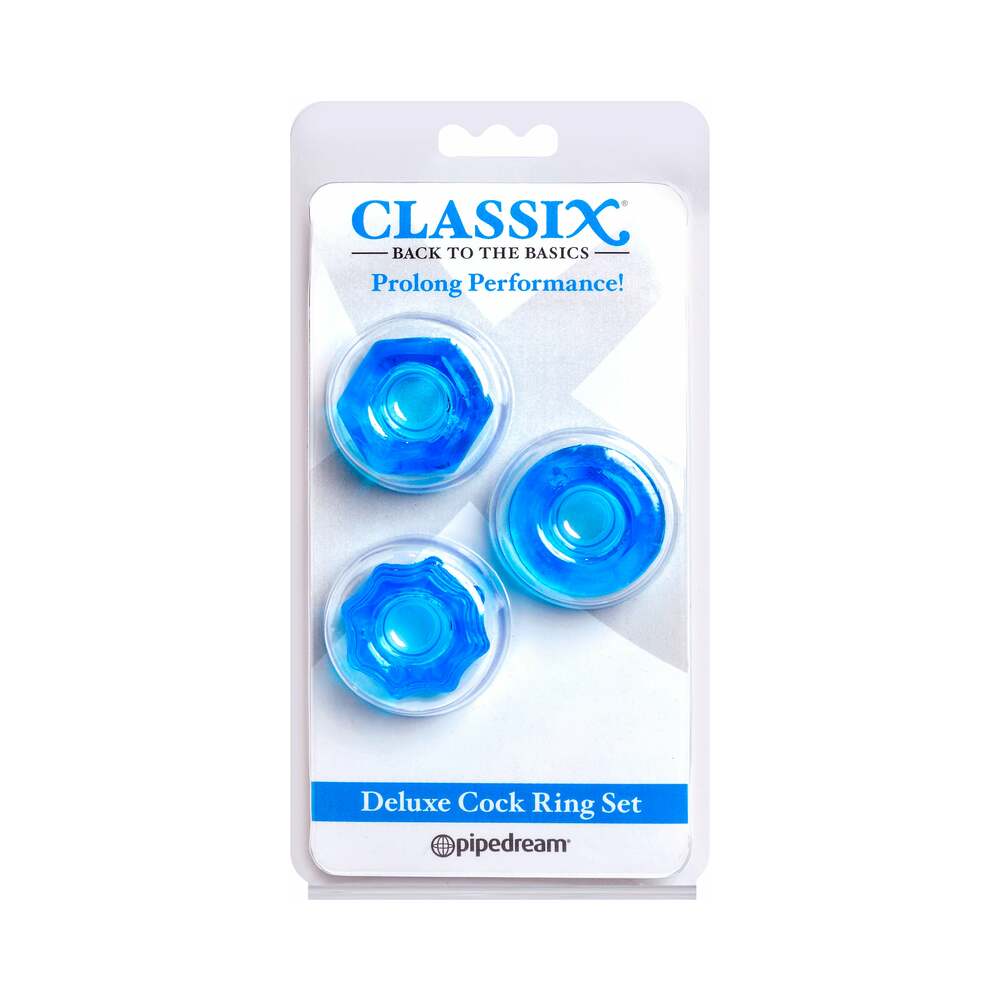 CLASSIX 3-PIECE DELUXE COCK RING SET BLUE