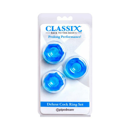 CLASSIX 3-PIECE DELUXE COCK RING SET BLUE