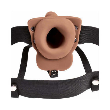 PIPEDREAM - FETISH FANTASY SERIES RECHARGEABLE VIBRATING 6 IN. HOLLOW STRAP-ON WITH BALLS TAN/BLACK