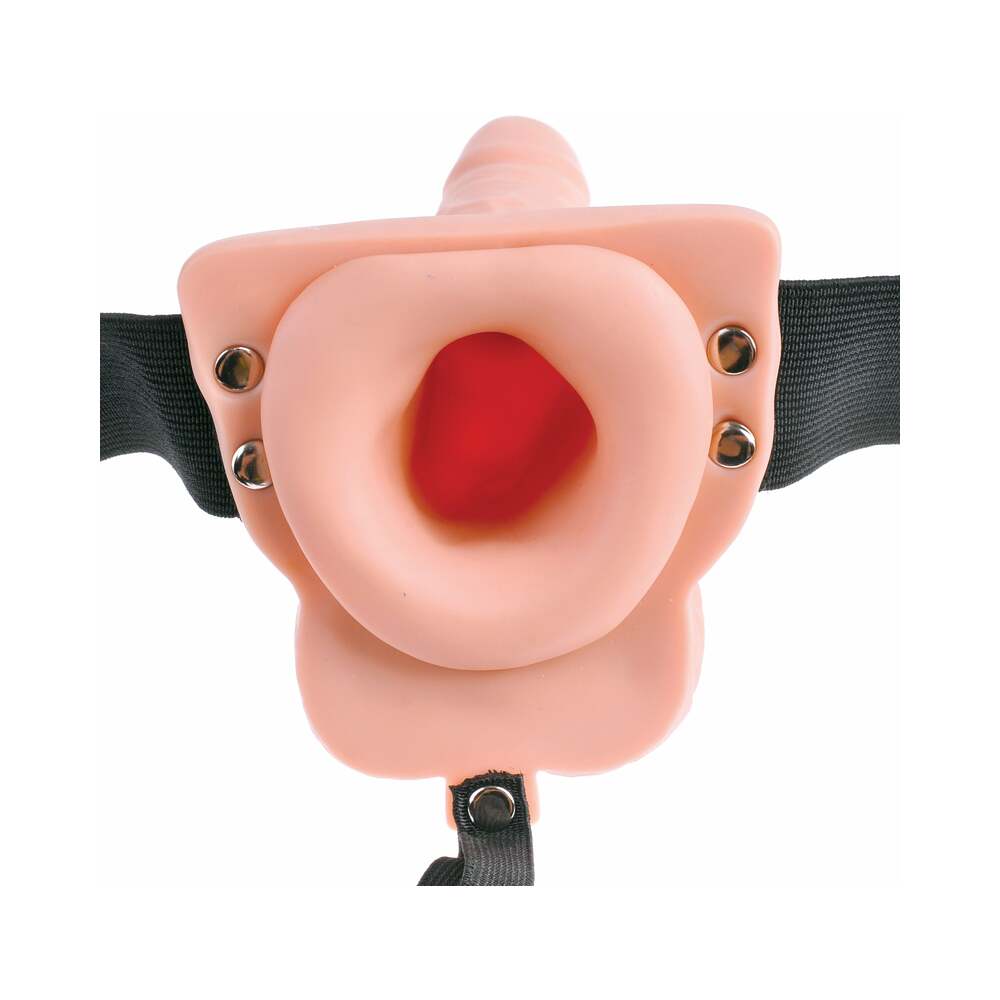 FETISH FANTASY SERIES VIBRATING 6 IN. HOLLOW STRAP-ON WITH BALLS BEIGE/BLACK