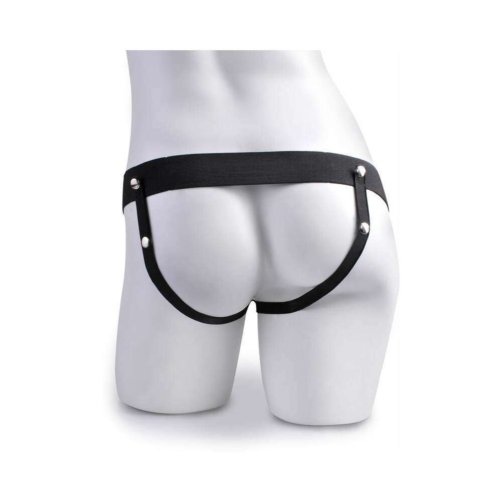 PIPEDREAM - FETISH FANTASY SERIES VIBRATING 8 IN. HOLLOW STRAP-ON WITH BALLS BROWN/BLACK