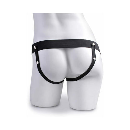 PIPEDREAM - FETISH FANTASY SERIES VIBRATING 10 IN. HOLLOW STRAP-ON WITH BALLS TAN/BLACK