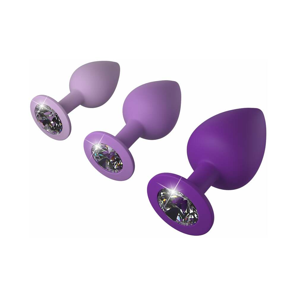 PIPEDREAM - FANTASY FOR HER 3-PIECE SILICONE HER LITTLE GEMS TRAINER PLUG SET PURPLE
