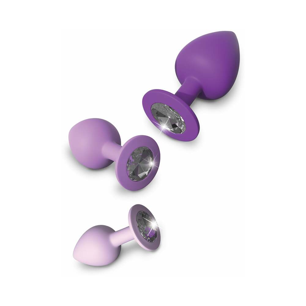 PIPEDREAM - FANTASY FOR HER 3-PIECE SILICONE HER LITTLE GEMS TRAINER PLUG SET PURPLE