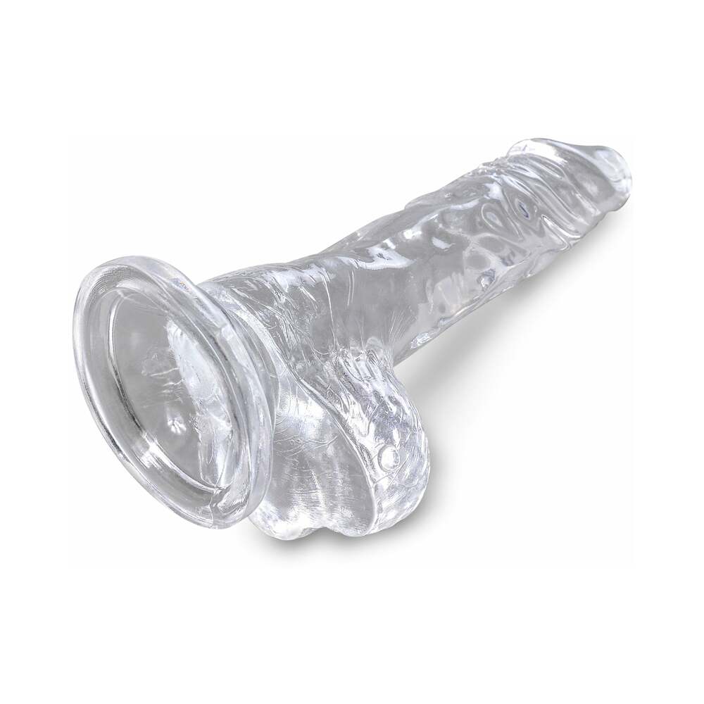 PIPEDREAM - KING COCK CLEAR 4 IN. COCK WITH BALLS REALISTIC SUCTION CUP DILDO