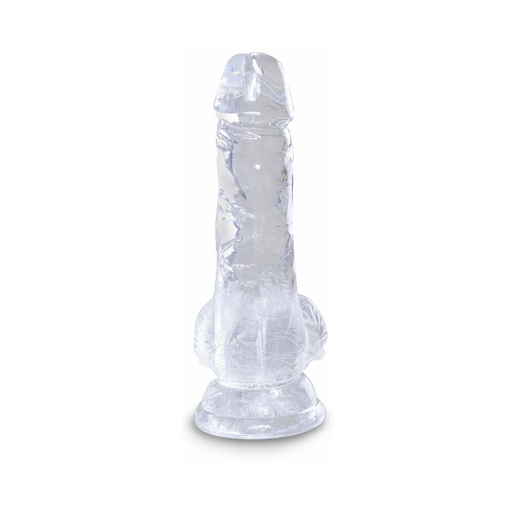 KING COCK CLEAR 5 IN. COCK WITH BALLS REALISTIC SUCTION CUP DILDO