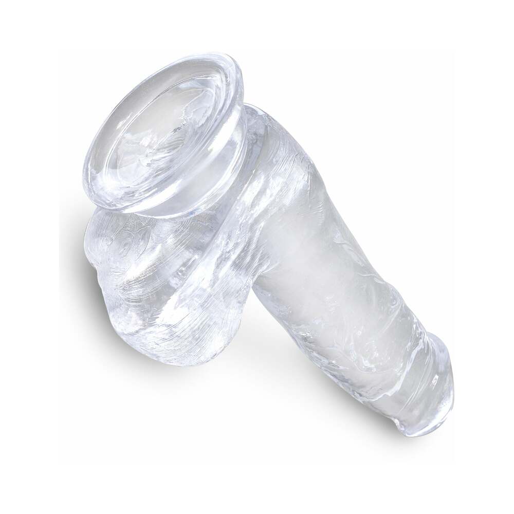 KING COCK CLEAR 6 IN. COCK WITH BALLS REALISTIC SUCTION CUP DILDO