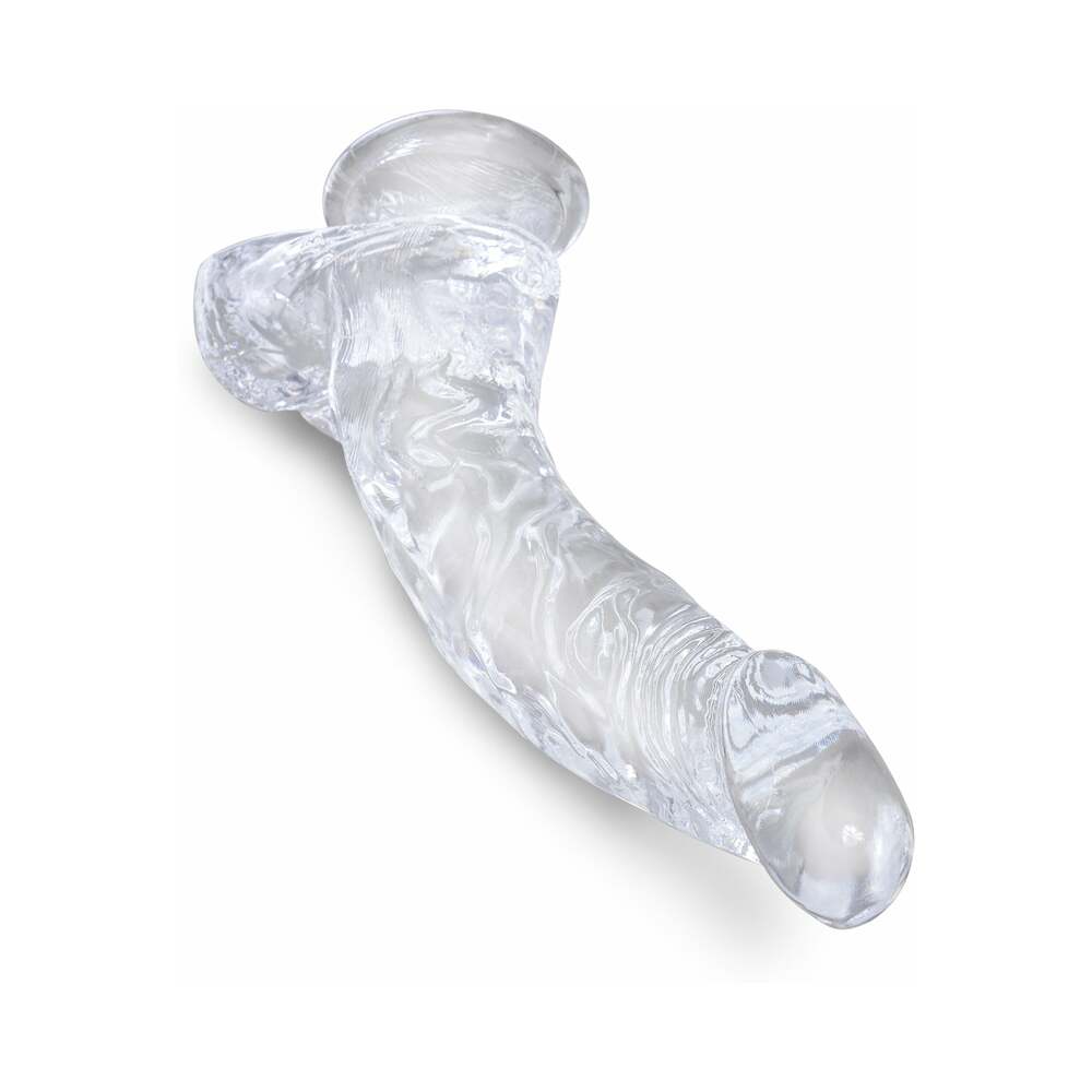 KING COCK - CLEAR REALISTIC CURVED PENIS WITH BALLS 16.5 CM TRANSPARENT