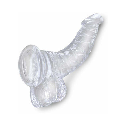 KING COCK - CLEAR REALISTIC CURVED PENIS WITH BALLS 16.5 CM TRANSPARENT