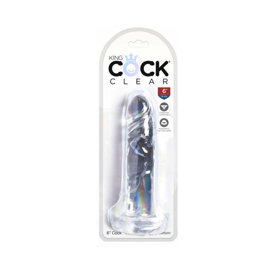KING COCK CLEAR 6 IN. COCK REALISTIC DILDO WITH SUCTION CUP