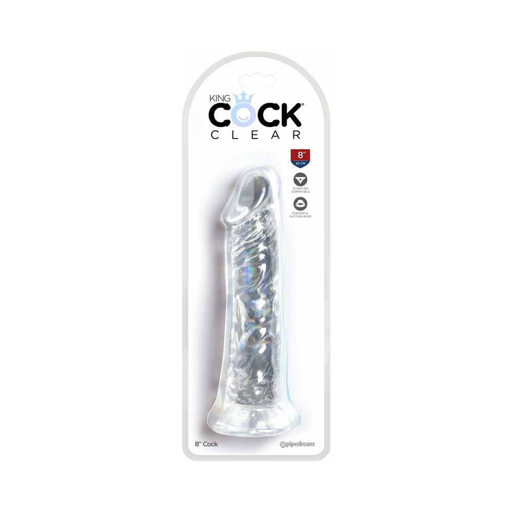 KING COCK CLEAR 8 IN. COCK REALISTIC DILDO WITH SUCTION CUP