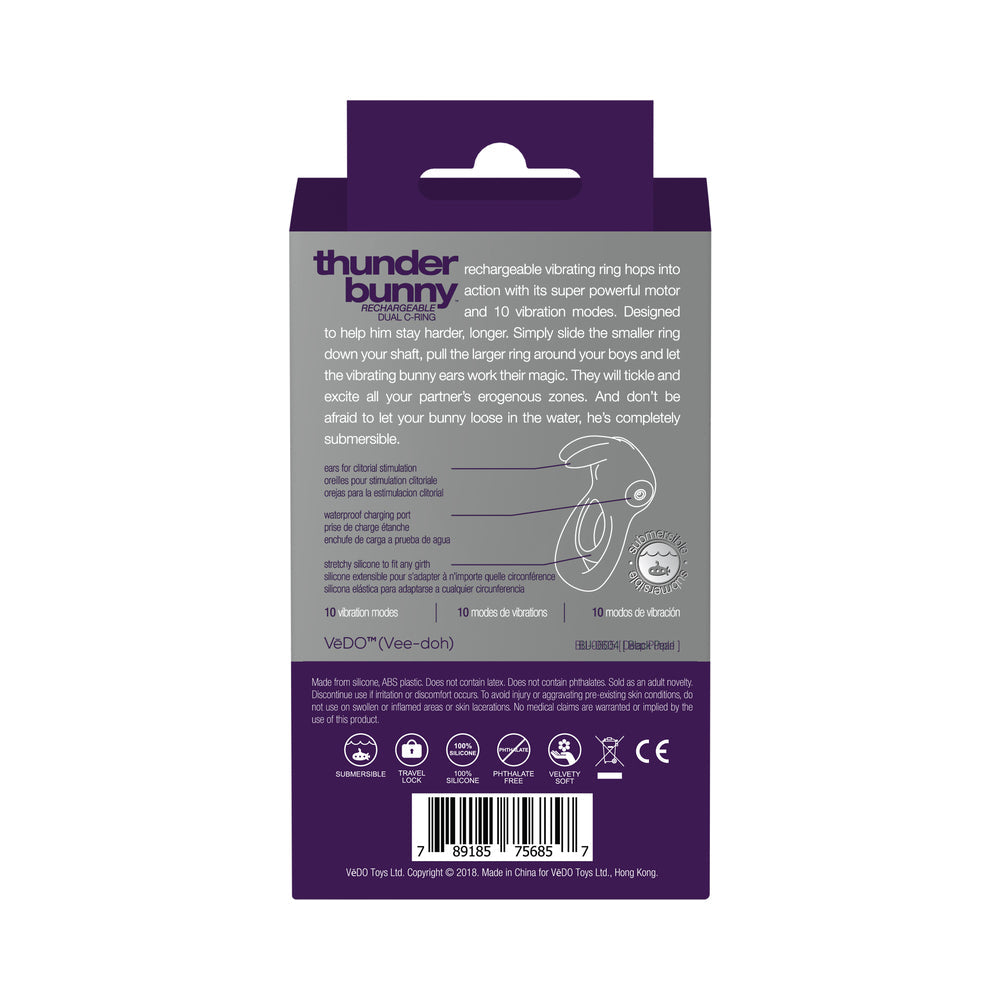 VEDO - THUNDER BUNNY RECHARGEABLE DUAL C RING PURPLE