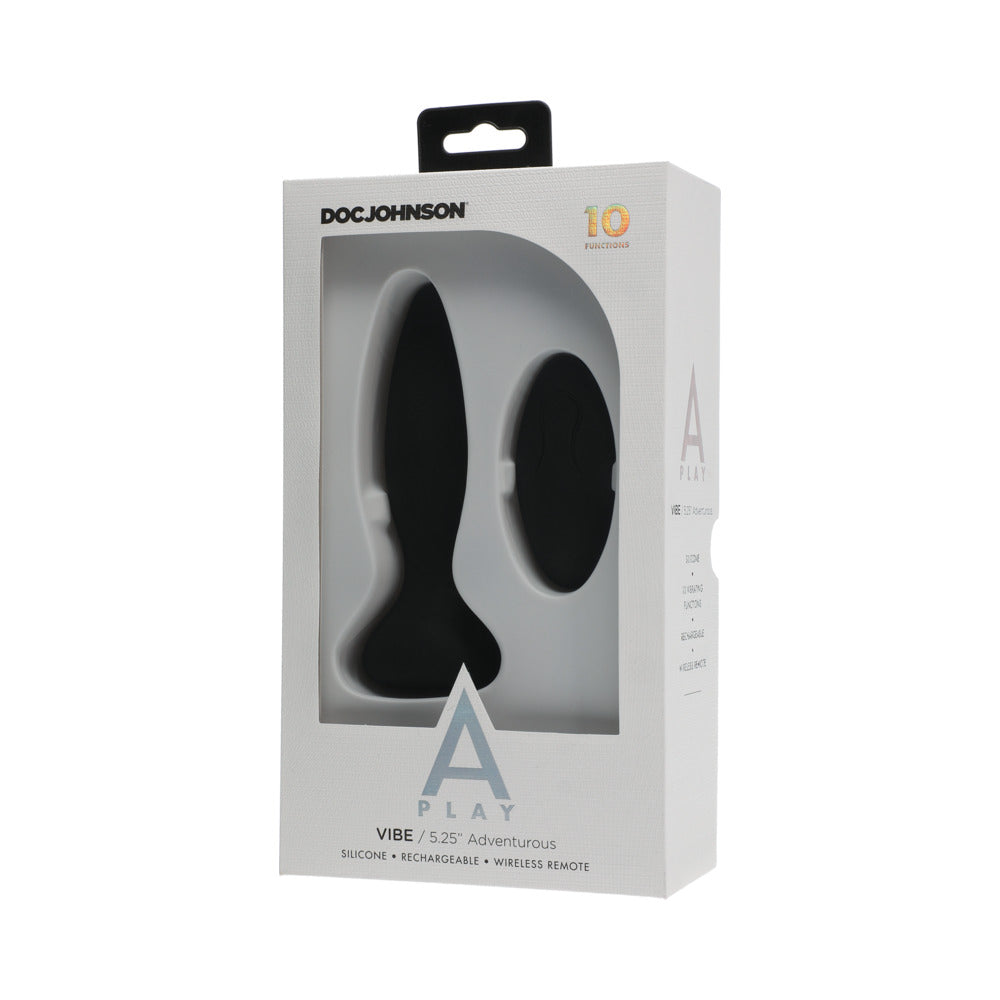 A-PLAY VIBE ADVENTUROUS RECHARGEABLE SILICONE ANAL PLUG WITH REMOTE BLACK