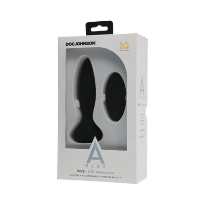 A-PLAY VIBE ADVENTUROUS RECHARGEABLE SILICONE ANAL PLUG WITH REMOTE BLACK