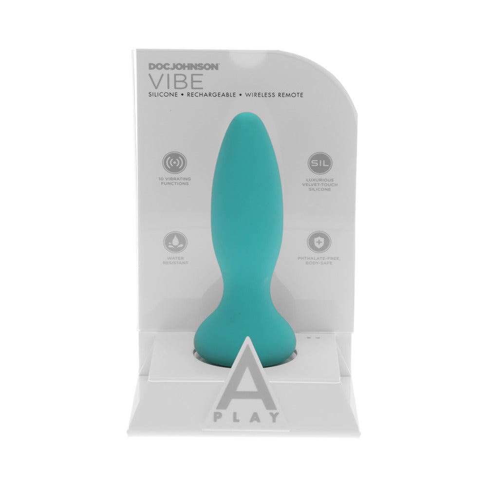 DOC JOHNSON - A-PLAY VIBE EXPERIENCED RECHARGEABLE SILICONE ANAL PLUG WITH REMOTE TEAL