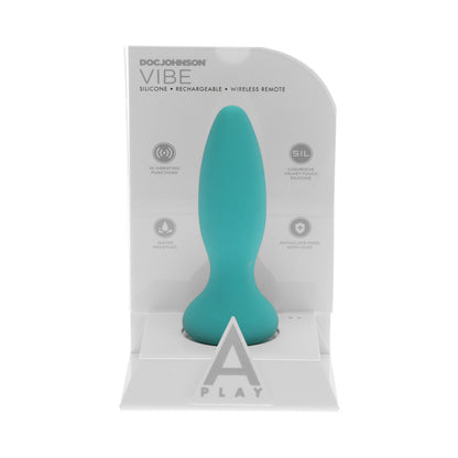 DOC JOHNSON - A-PLAY VIBE EXPERIENCED RECHARGEABLE SILICONE ANAL PLUG WITH REMOTE TEAL