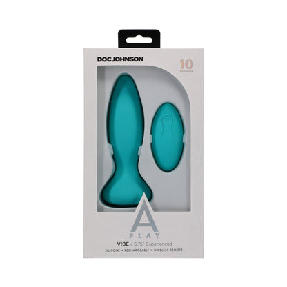 DOC JOHNSON - A-PLAY VIBE EXPERIENCED RECHARGEABLE SILICONE ANAL PLUG WITH REMOTE TEAL