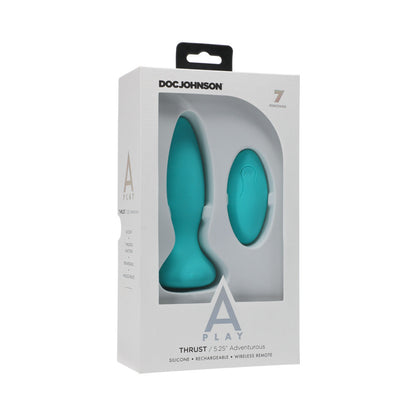A-PLAY THRUST ADVENTUROUS RECHARGEABLE SILICONE ANAL PLUG WITH REMOTE TEAL