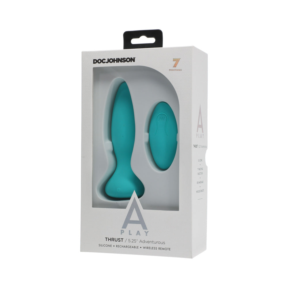 A-PLAY THRUST ADVENTUROUS RECHARGEABLE SILICONE ANAL PLUG WITH REMOTE TEAL