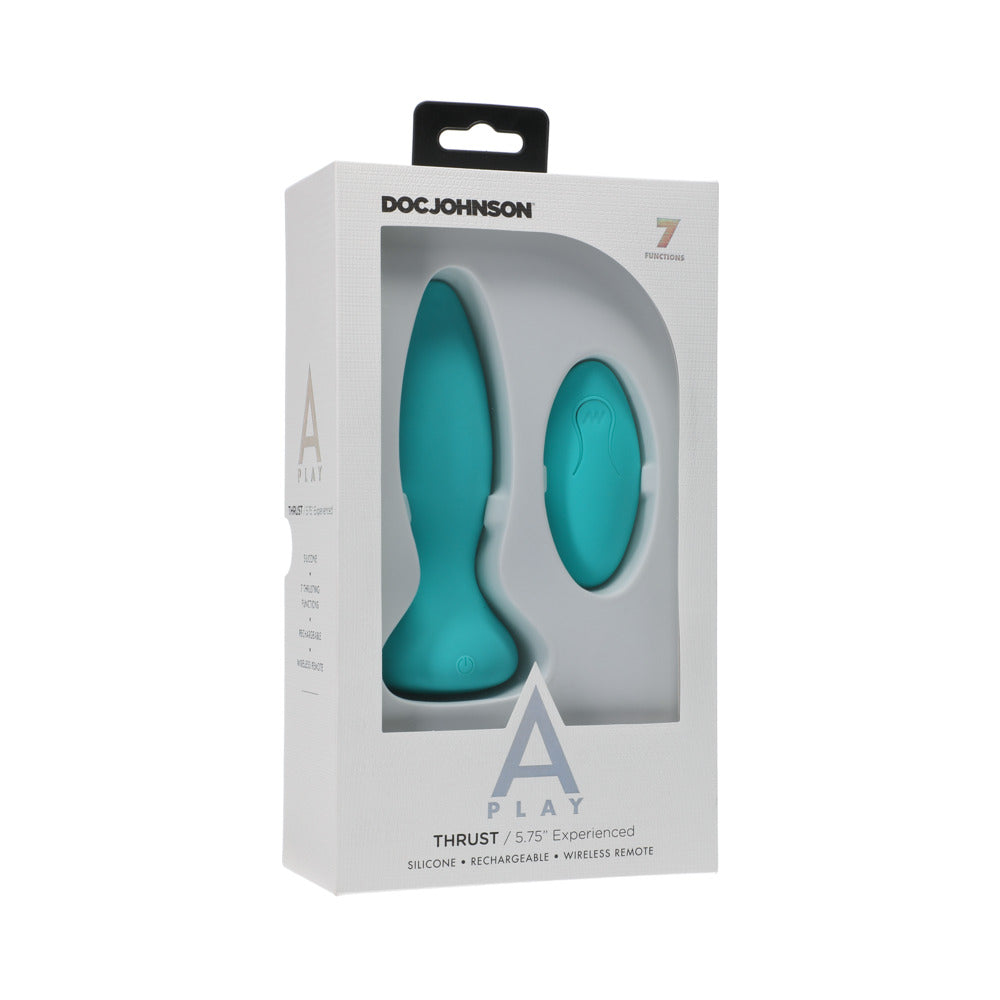 A-PLAY THRUST EXPERIENCED RECHARGEABLE SILICONE ANAL PLUG WITH REMOTE TEAL