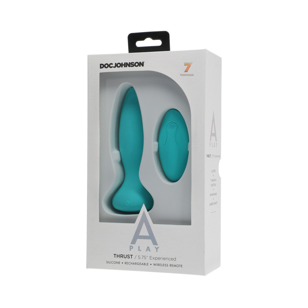 A-PLAY THRUST EXPERIENCED RECHARGEABLE SILICONE ANAL PLUG WITH REMOTE TEAL