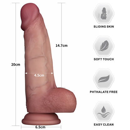 LOVETOY - 8'' SLIDING SKIN PRO II DUAL LAYER SILICONE DONG