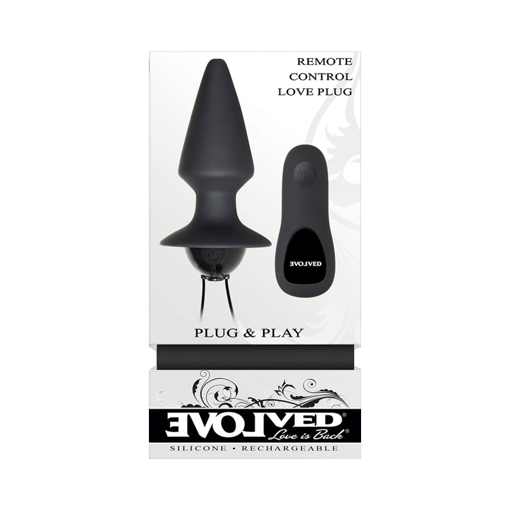 EVOLVED PLUG & PLAY RECHARGEABLE REMOTE-CONTROLLED VIBRATING SILICONE ANAL PLUG BLACK