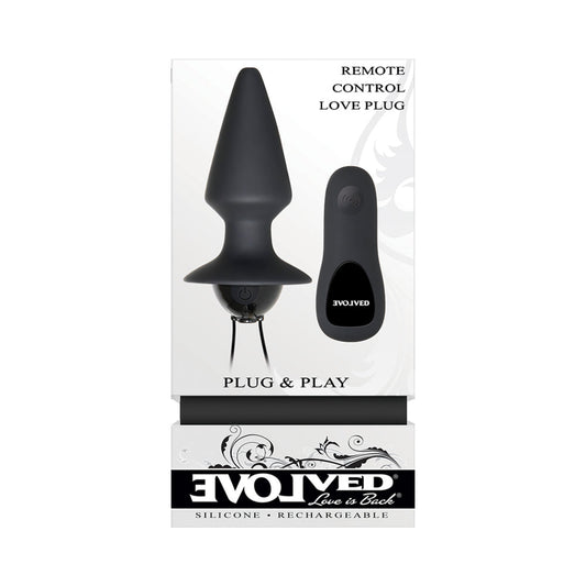 EVOLVED PLUG & PLAY RECHARGEABLE REMOTE-CONTROLLED VIBRATING SILICONE ANAL PLUG BLACK