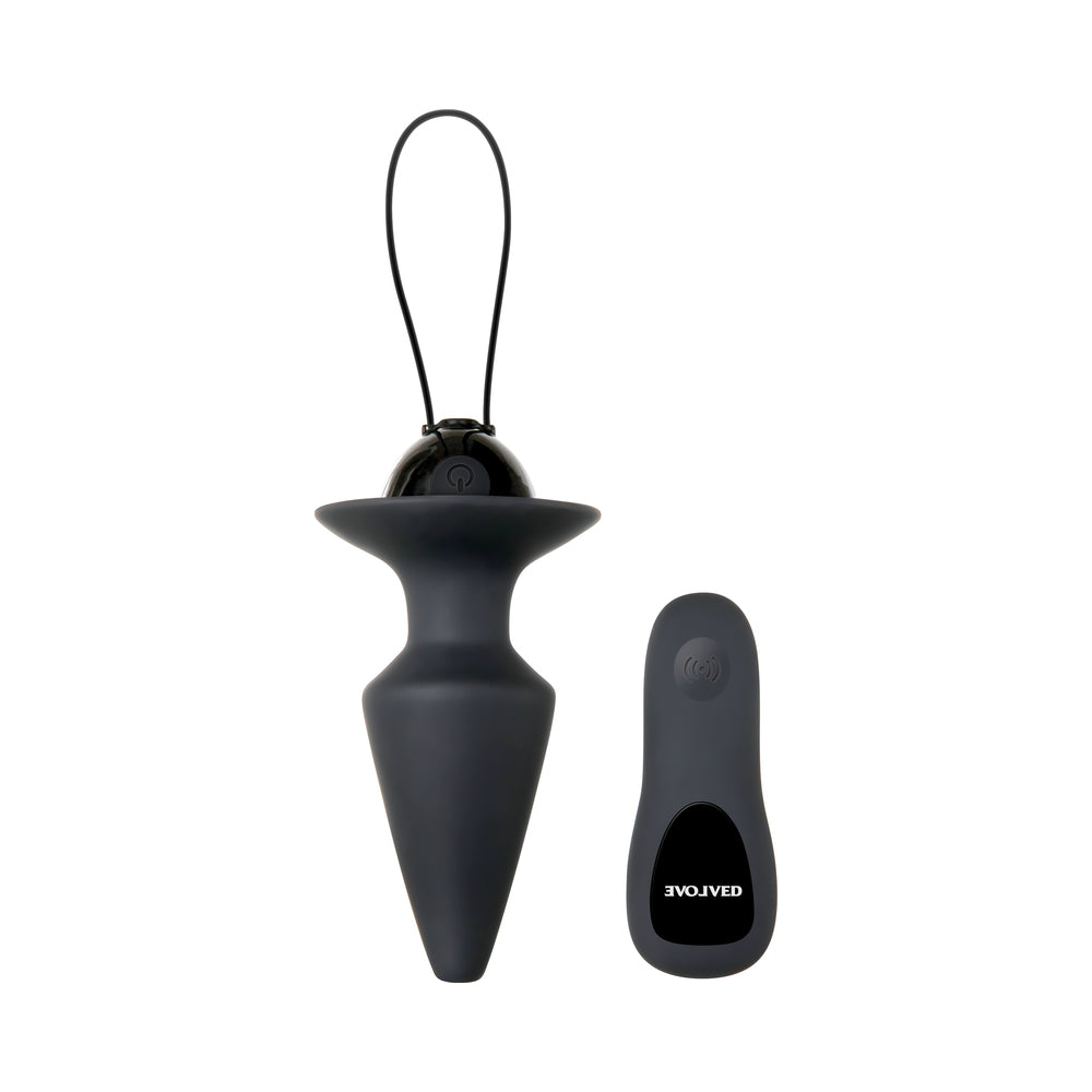 EVOLVED PLUG & PLAY RECHARGEABLE REMOTE-CONTROLLED VIBRATING SILICONE ANAL PLUG BLACK