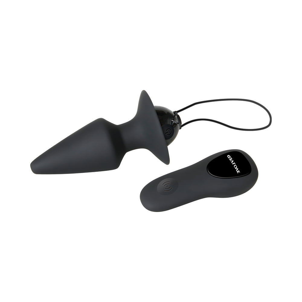 EVOLVED PLUG & PLAY RECHARGEABLE REMOTE-CONTROLLED VIBRATING SILICONE ANAL PLUG BLACK