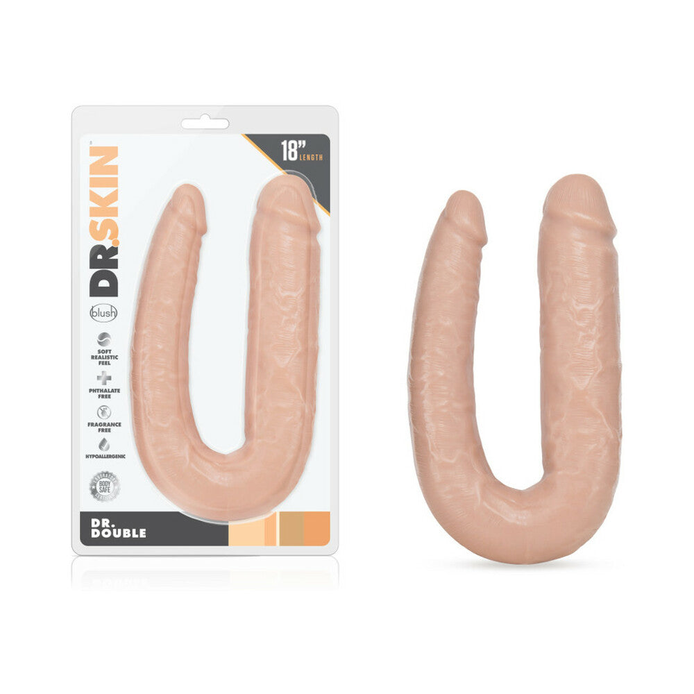 BLUSH - DR. SKIN DR. DOUBLE REALISTIC 18 IN. DUAL-ENDED DILDO BEIGE