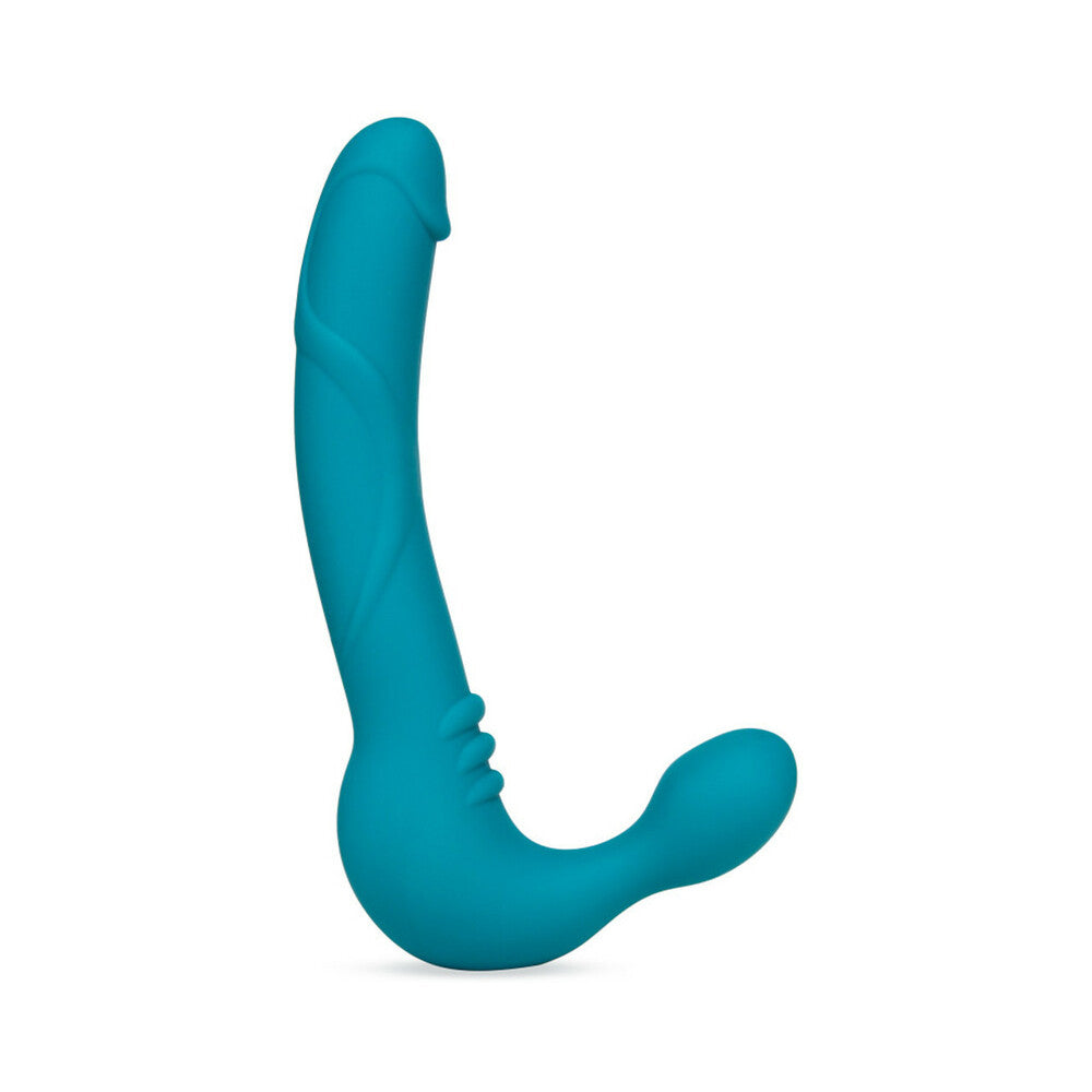 BLUSH - TEMPTASIA LUNA 9 IN. SILICONE STRAPLESS STRAP-ON DILDO WITH RECHARGEABLE BULLET VIBRATOR TEAL