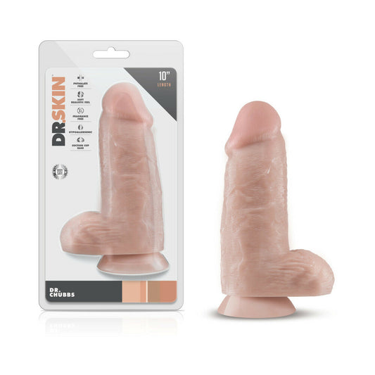 BLUSH - DR. SKIN DR. CHUBBS REALISTIC 10 IN. DILDO WITH BALLS BEIGE