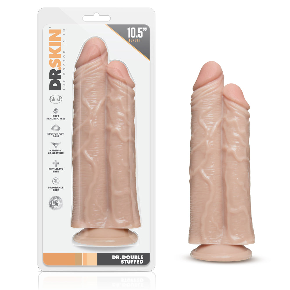 DR. SKIN DR. DOUBLE STUFFED 10.5 IN. DOUBLE SHAFT DILDO BEIGE