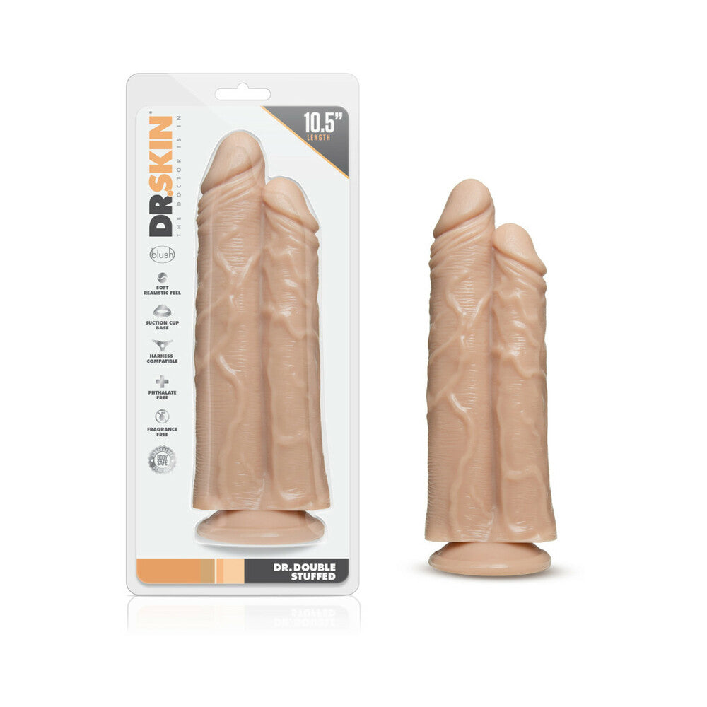 DR. SKIN DR. DOUBLE STUFFED 10.5 IN. DOUBLE SHAFT DILDO BEIGE