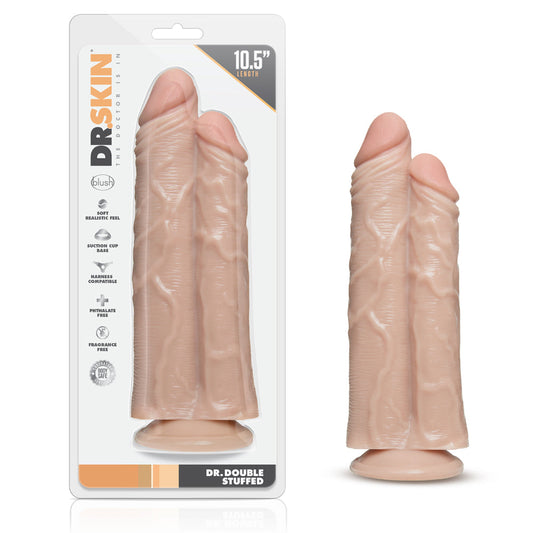 BLUSH - DR. SKIN DR. DOUBLE STUFFED 10.5 IN. DOUBLE SHAFT DILDO BEIGE