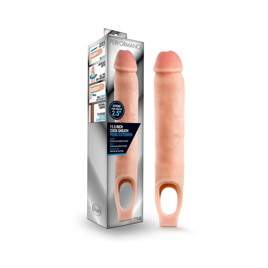 BLUSH - RENDIMIENTO 11.5 PULG. VAINA PARA PENE EXTENSOR BEIGE CON ARNÉS