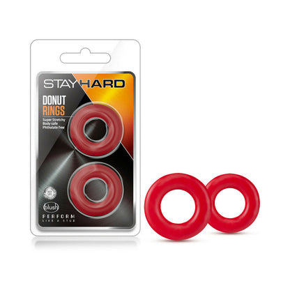 BLUSH - STAY HARD DONUT RINGS COCKRING 2-PACK RED