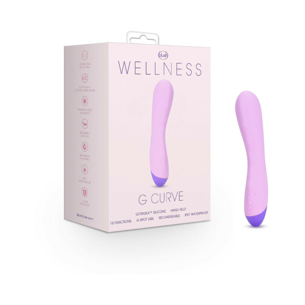 WELLNESS G CURVE RECHARGEABLE SILICONE G-SPOT VIBRATOR PURPLE