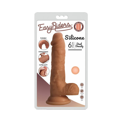 CURVE NOVELTIES - CURVE TOYS EASY RIDERS 6 IN. DUAL DENSITY SILICONE DILDO WITH BALLS & SUCTION CUP LIGHT