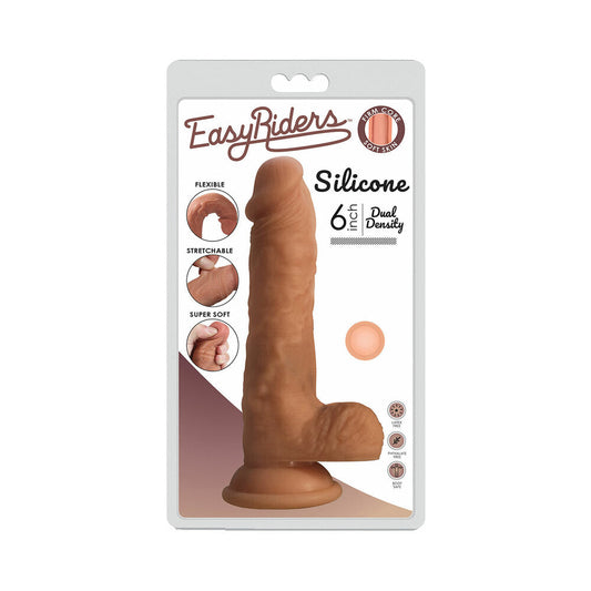 CURVE NOVELTIES - CURVE TOYS EASY RIDERS 6 IN. DUAL DENSITY SILICONE DILDO WITH BALLS & SUCTION CUP LIGHT